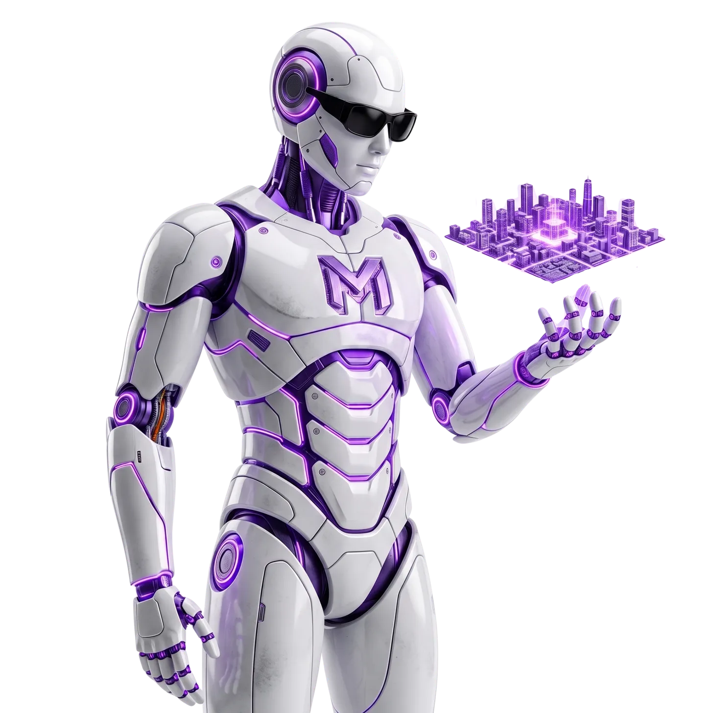 Maprix robotu avucundaki hologram şehirle demoyu sunuyor